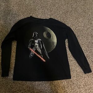 Star Wars Black Long Sleeve Shirt with Darth Vader and Death Star